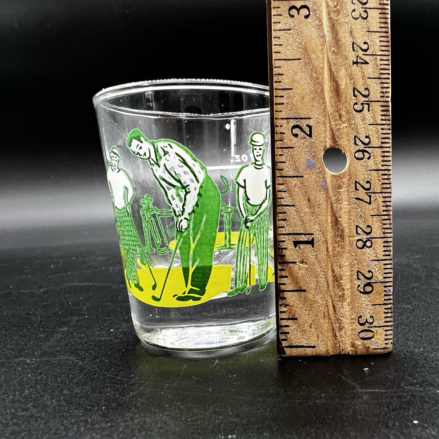 "Golfer 19th Hole 1 oz. Good Shot Glass" Retro Golf Glass Barware Sports MCM
