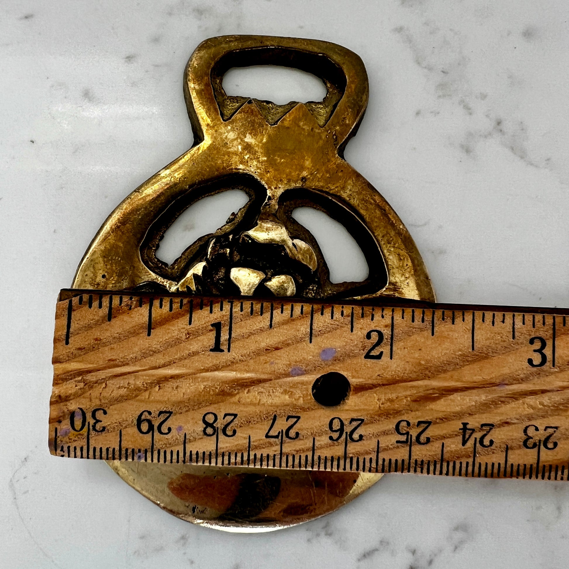 Measurements Vintage brass love birds medallion 