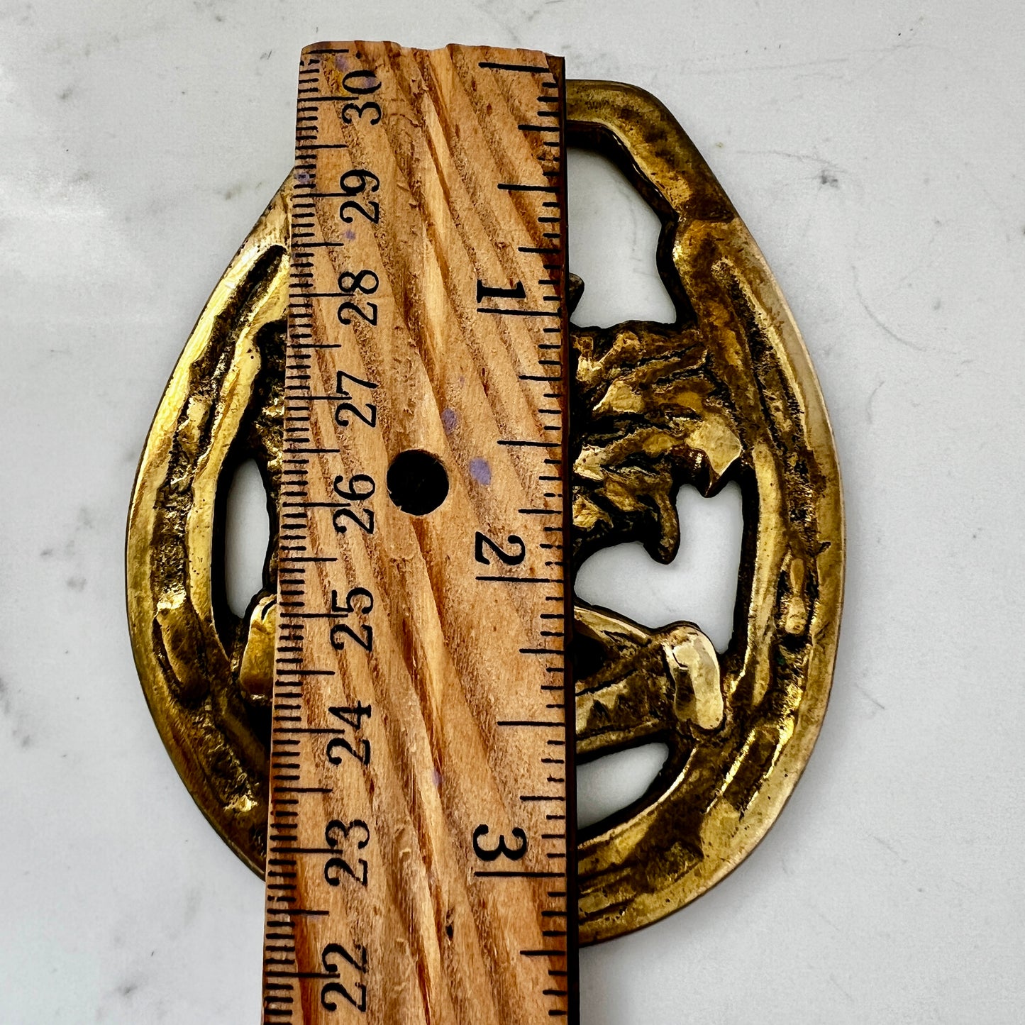 Vintage brass Scottish thistle medallion necklace Measurements