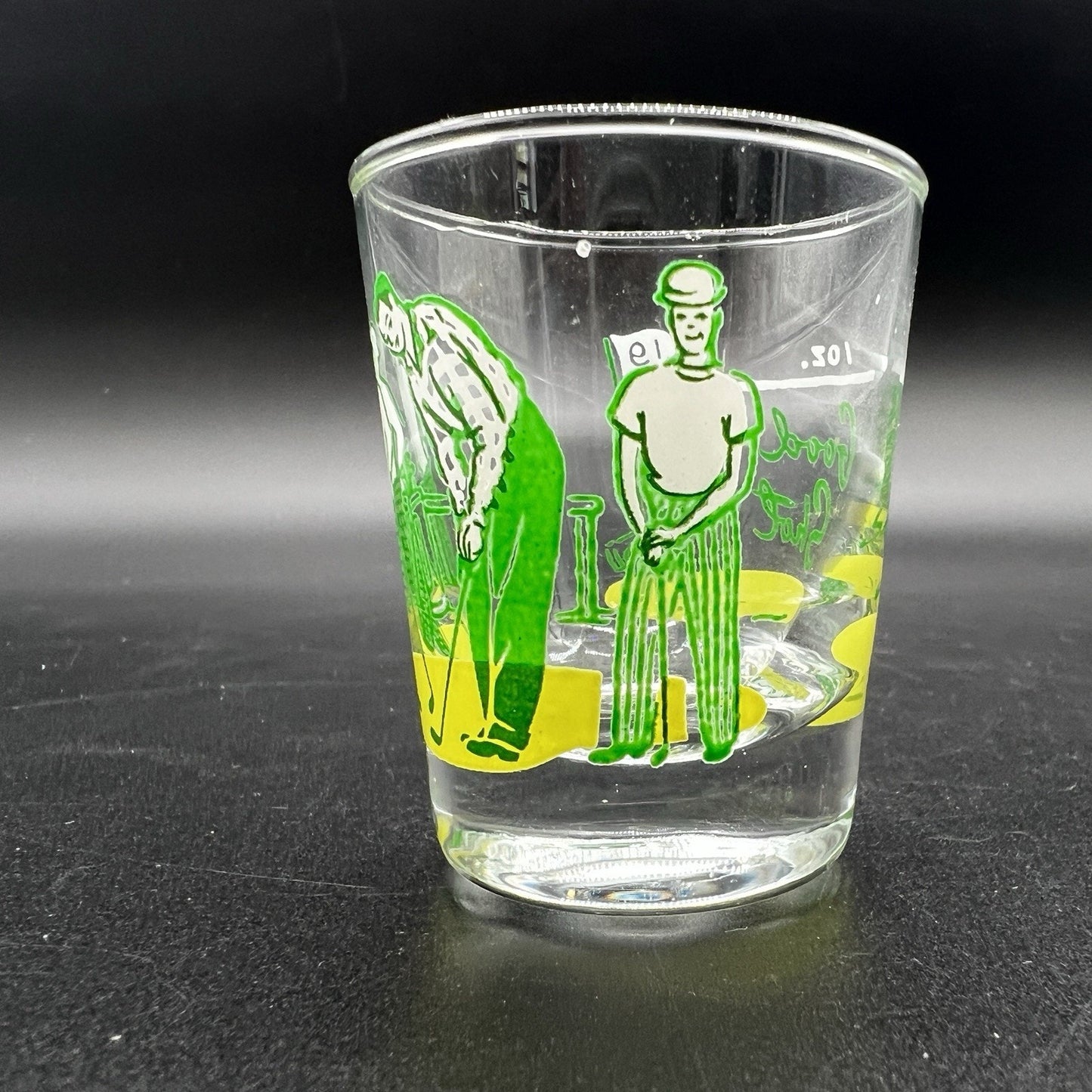 "Golfer 19th Hole 1 oz. Good Shot Glass" Retro Golf Glass Barware Sports MCM