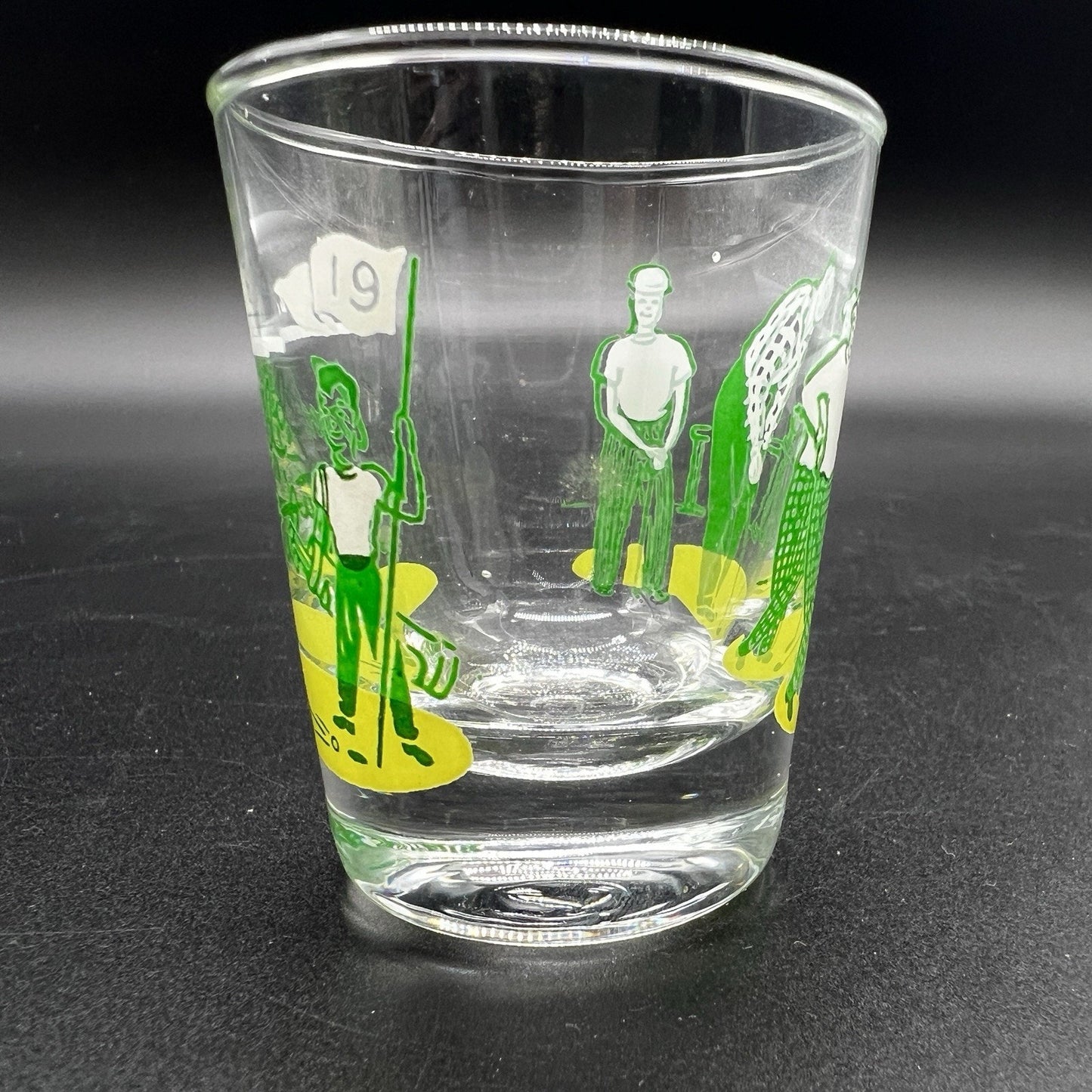 "Golfer 19th Hole 1 oz. Good Shot Glass" Retro Golf Glass Barware Sports MCM