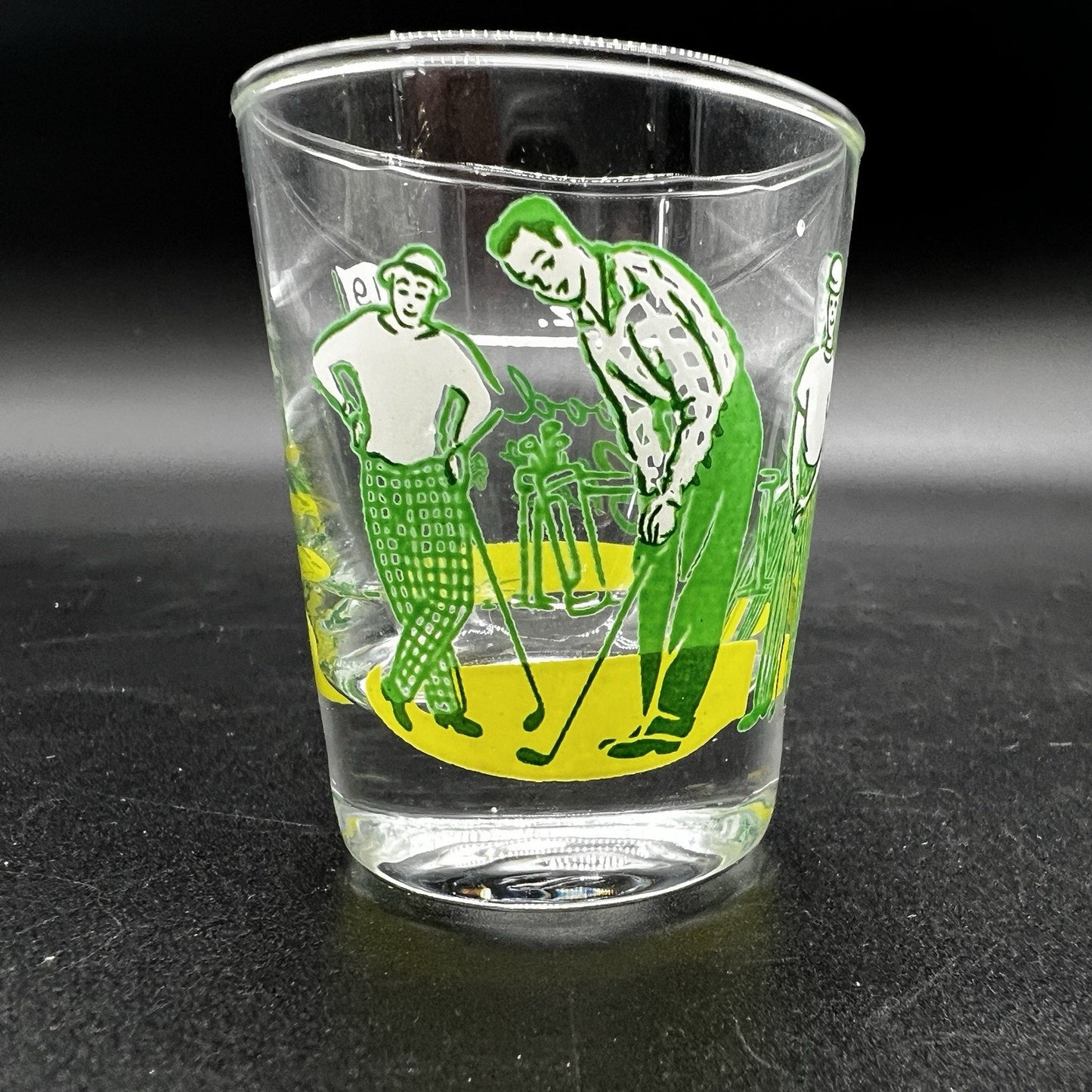 "Golfer 19th Hole 1 oz. Good Shot Glass" Retro Golf Glass Barware Sports MCM