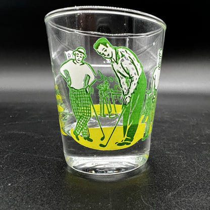 "Golfer 19th Hole 1 oz. Good Shot Glass" Retro Golf Glass Barware Sports MCM