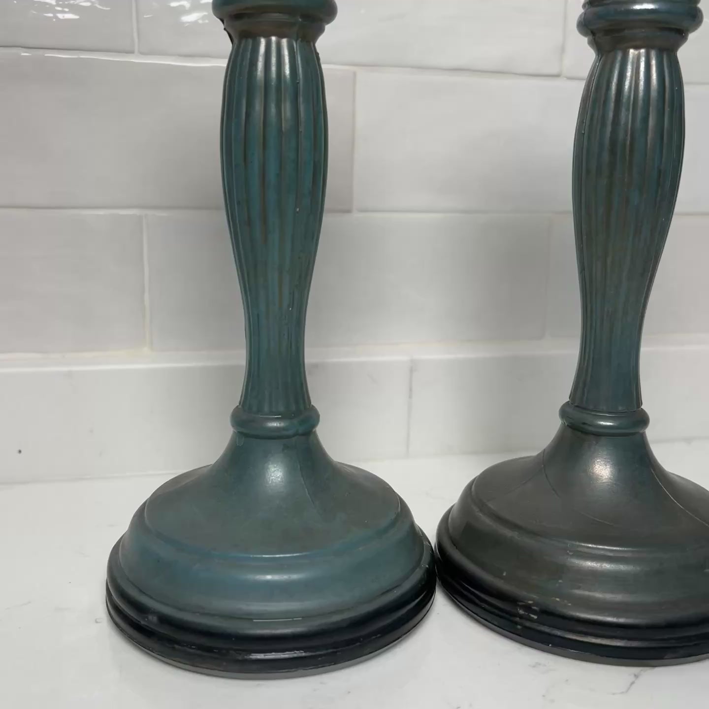 video of blue candlesticks on white background