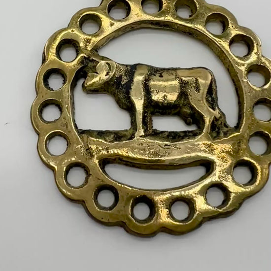 Video of Brass keychain with decorative design on a white background