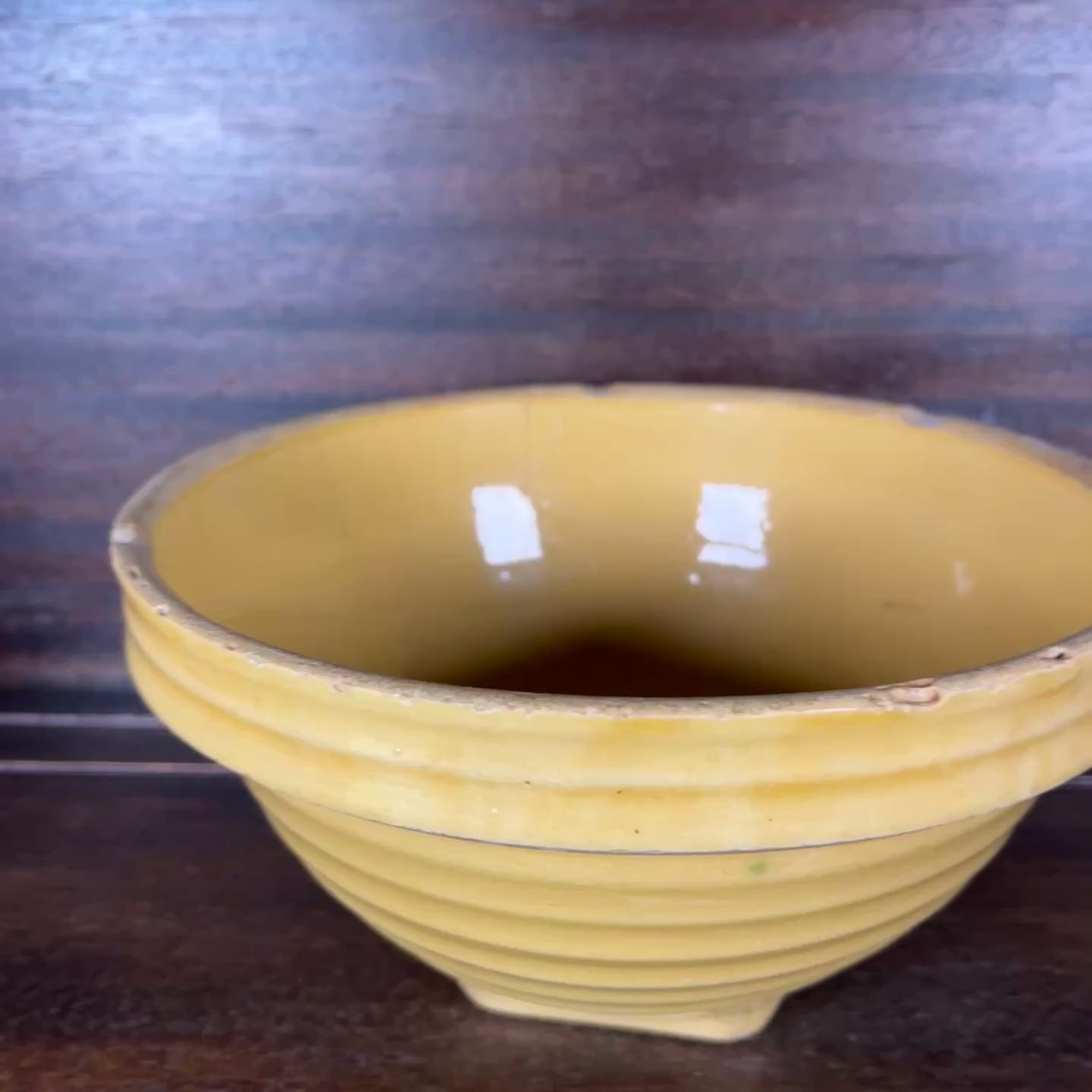 Video of antique-mccoy-yellow-ware-beehive-ribbed-ringware-mixing-bowl-number-9.jpg