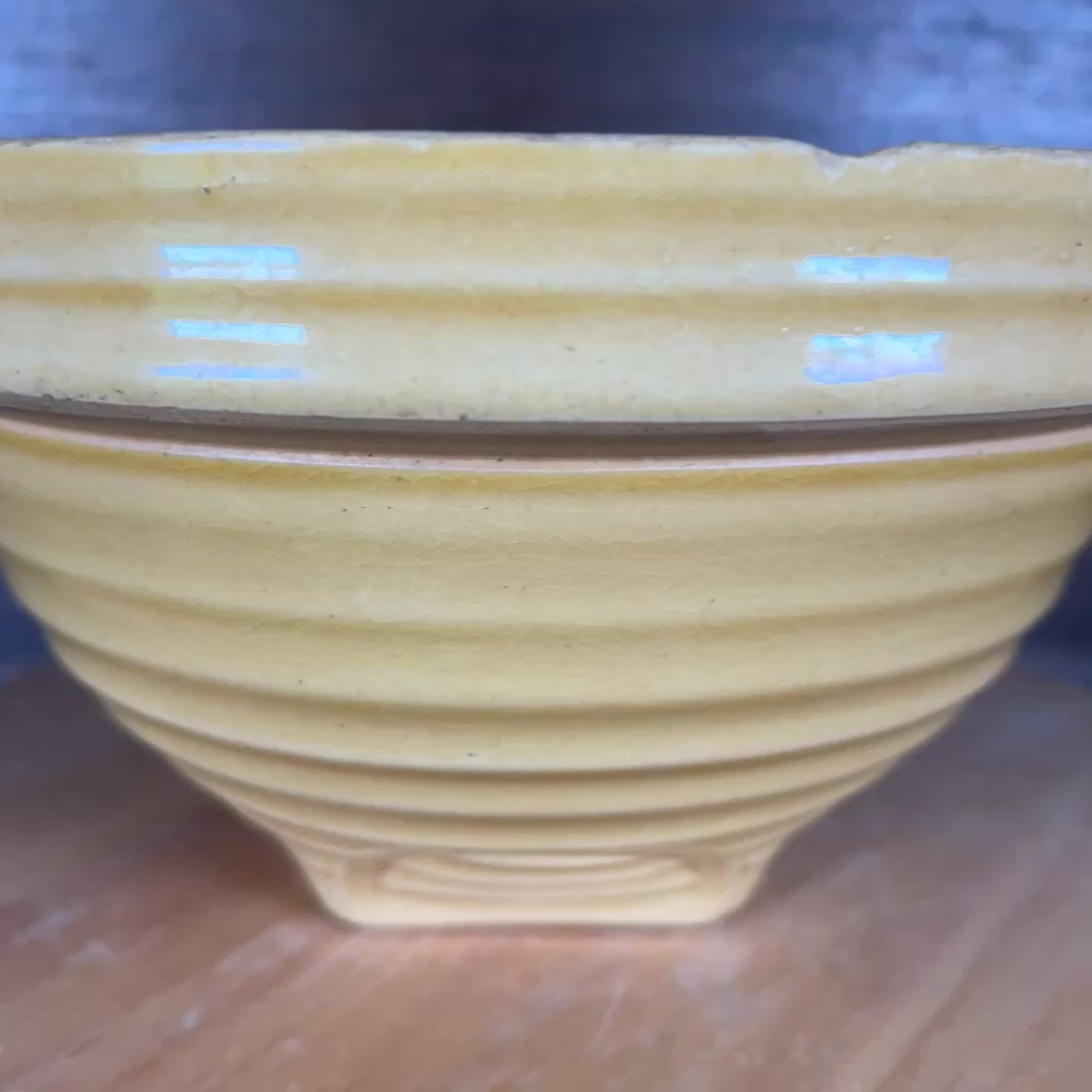 Video of antique-mccoy-yellow-ware-beehive-ribbed-ringware-mixing-bowl-number-9.jpg