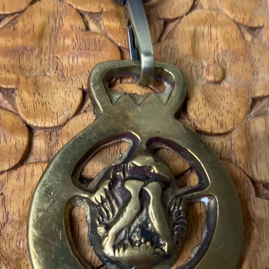 Video of Love Birds Horse Brass Medallion Keychain