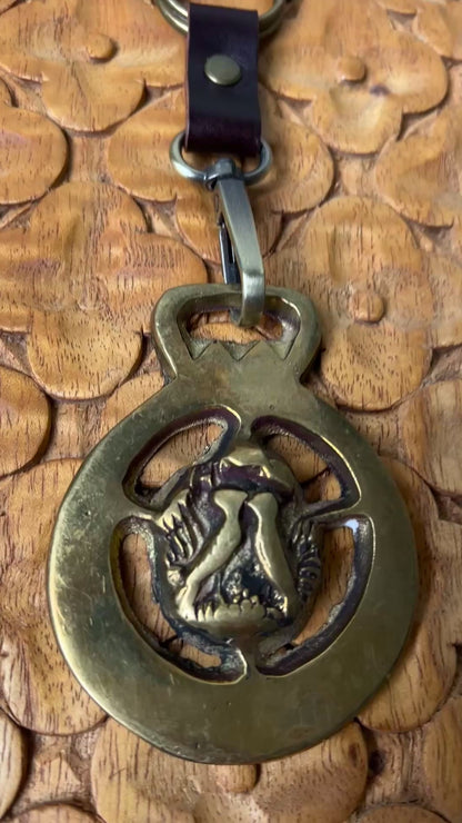 Video of Love Birds Horse Brass Medallion Keychain