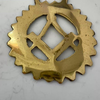 Video Vintage Masonic square and compass brass medallion  on white background
